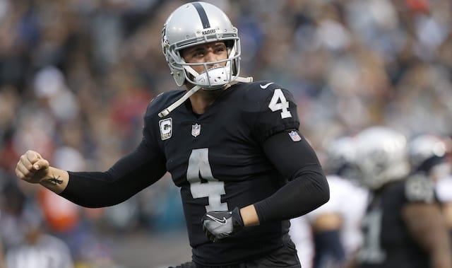 Raiders Quarterback Derek Carr Receives Custom Lakers Jersey