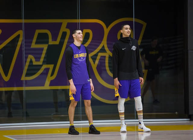 LAKERS PRACTICE 1201 - lonzo ball, kyle kuzma