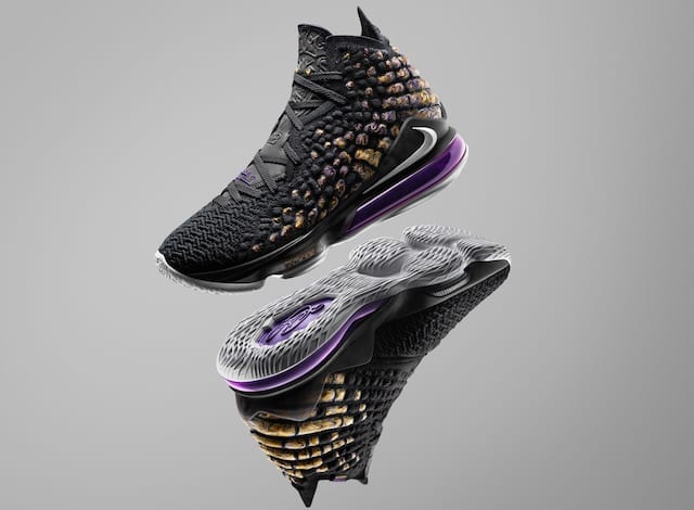 Official images and release date details for the Nike Lebron 17 'Lakers' colorway