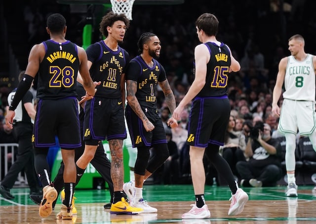 Rui Hachimura, Jaxson Hayes, D'Angelo Russell, Austin Reaves, Lakers, Celtics