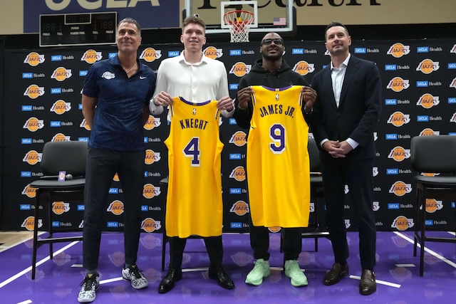 Dalton Knecht, Bronny James, Rob Pelinka, JJ Redick, Lakers