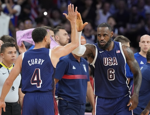 Stephen Curry, LeBron James, USA Basketball, Serbia, Olympics