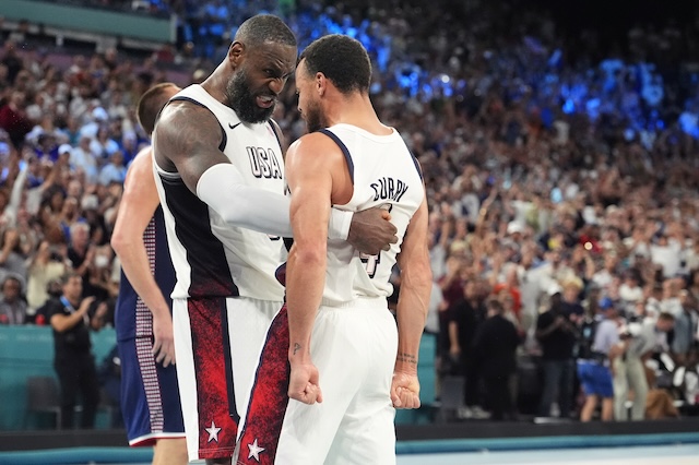 LeBron James, Stephen Curry, USA Basketball, Serbia, 2024 Olympics